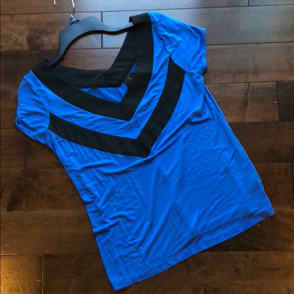 Blue v-neck blouse